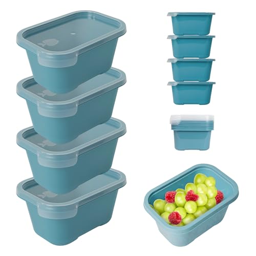 Mypicompany. Tupperdosen Set, 4 Stück à 750 ml. Frischhaltedosen Mit Deckel, Geeignet Für Mikrowelle und Spülmaschine. Blau Dosen Mit Deckel Bpa-Free. von Mypicompany