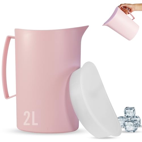 Wasserkrug aus hochwertigem Kunststoff, 2 l, BPA-frei, multifunktional für Feiern und Aktivitäten im Freien, Wasserkrug, aus Kunststoff, Farbe: Rosa. von Mypicompany