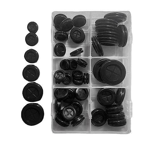 Myqqhbs 52-Teiliges Rundes Gummitüllen-Set Aus Schwarzem Gummi zum Schutz Von Drähten für Drahtstecker, Kabel, Rohrleitungen von Myqqhbs