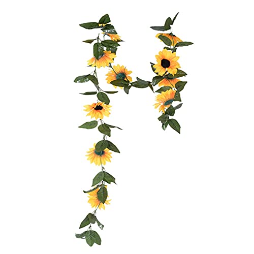 Girlande, künstliche Girlande, Girlandendekorationen, 1 Packung künstliche Sonnenblumengirlande, Seiden-Sonnenblumenrebe, hängende Blumengirlande, künstlicher Sonnenblumenkranz, künstliche Blumengirla von MyrXFb