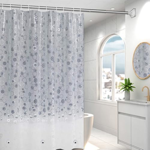 Myratts Premium-EVA-verdickter Duschvorhang mit 3 beschwerten Magneten, wasserdicht, Standard-Größe, Duschvorhang für Badezimmer (5G-Kreismuster, 182,9 x 182,9 cm) von Myratts
