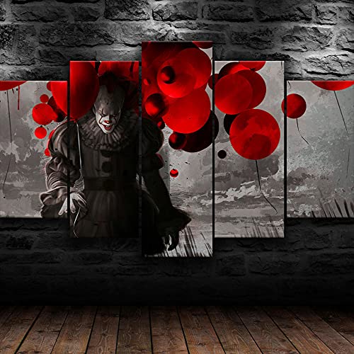 3D Leinwandbilder 5 Teile XXL Vlies Leinwand Bilder Dekoration It Pennywise Horror Bild Auf Leinwand 5Tlg Bilder Mehrteilig Zum Aufhängen Mit Rahmen von Myrdsio