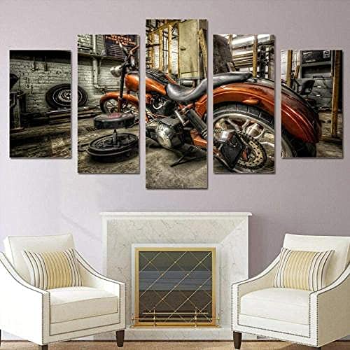 3D Leinwandbilder 5 Teile XXL Vlies Leinwand Bilder Dekoration Retro Klassisches Motorrad Bild Auf Leinwand 5Tlg Bilder Mehrteilig Zum Aufhängen Mit Rahmen 125X60Cm 3D Leinwandbilder 5 Teile XXL Vlies Leinwand Bilder Dekoration Retro Klassisches Motorrad Bild Auf Leinwand 5Tlg Bilder Mehrteilig Zum Aufhängen Mit Rahmen 125X60Cm von Myrdsio