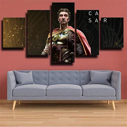 Leinwanddrucke 5 Stück Kunstdruck Wandbild Assassin Origins Julius Caesar Mehrteilig Aufhängen Bilder Für Wohnzimmer Wohnkultur,Hd Gedruckt Rahmen Segeltuch Malerei von Myrdsio