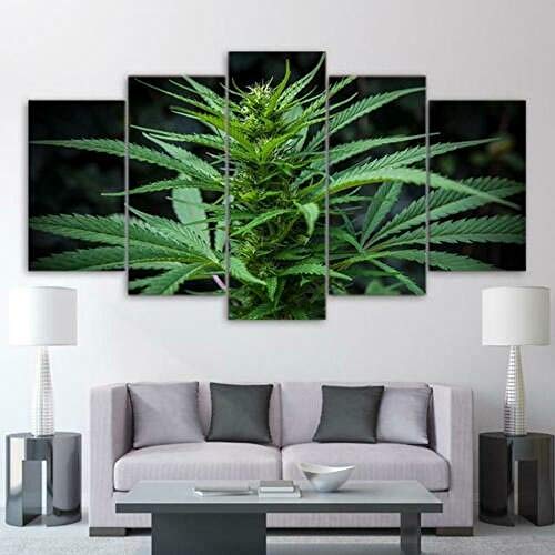 Leinwanddrucke 5 Stück Kunstdruck Wandbild Cannaba 420 Cannabis Cannabis Pflanze Mehrteilig Aufhängen Bilder Für Wohnzimmer Wohnkultur,Hd Gedruckt Rahmen Segeltuch Malerei von Myrdsio