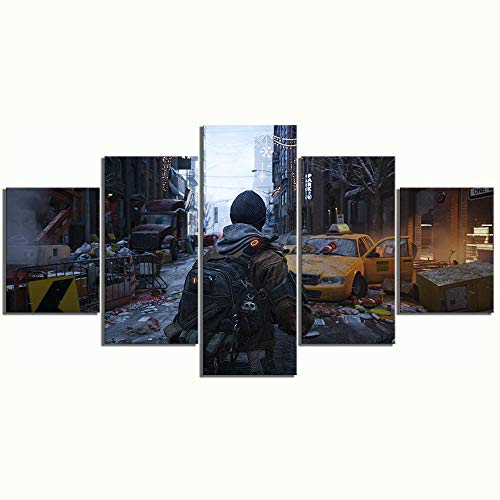 Leinwanddrucke Modern Home Wand Dekor Tom Clancys The Division 2 Spiel 5 Stück Leinwände Drucken Modulare Bild Kunst Hd Malerei Kunstwerke,150×80Cm Design Wand Bild,Fertig Zum Aufhängen(Mit Rahmen) von Myrdsio