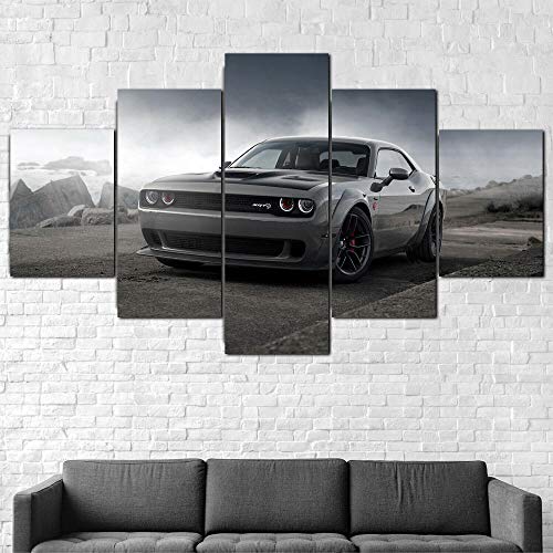 Myrdsio Kunstdruck auf Leinwand, Motiv Challenger Srt Muscle-Auto, 5-teilig, fertig zum Aufhängen, Holzrahmen Myrdsio Kunstdruck auf Leinwand, Motiv Challenger Srt Muscle-Auto, 5-teilig, fertig zum Aufhängen, Holzrahmen von Myrdsio