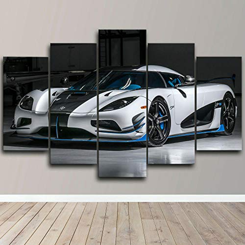 Myrdsio Kunstdrucke Gemälde 5 Teilig Leinwand Drucke,Wand Für Zuhause Malerei Wohnzimmer Wohnung Deko Modulare Bilder Koenigsegg Hot Wheels R. Hd Gedruckt Poster,Mit Rahmen von Myrdsio