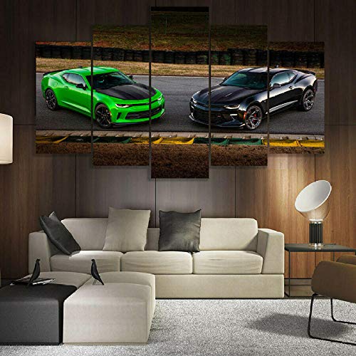 Myrdsio Kunstdrucke Gemälde 5 Teilig Leinwand Drucke,Wand Für Zuhause Malerei Wohnzimmer Wohnung Deko Modulare Bilder Komai Luo Muscle Cars Hd Gedruckt Poster,Mit Rahmen von Myrdsio