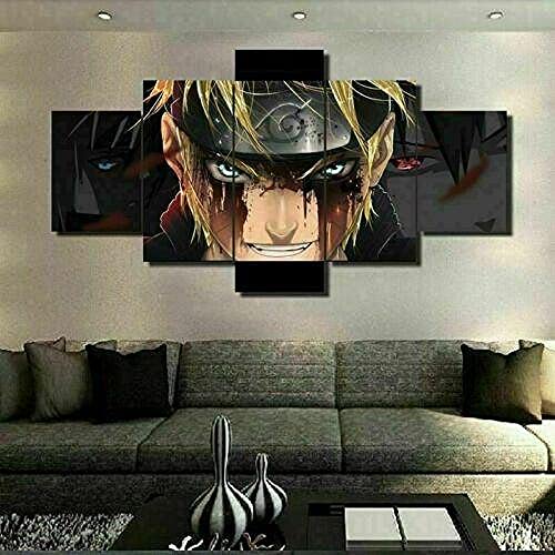 Myrdsio Kunstdrucke Gemälde 5 Teilig Leinwand Drucke,Wand Für Zuhause Malerei Wohnzimmer Wohnung Deko Modulare Bilder Naruto Anime-Rolle Hd Gedruckt Poster,Mit Rahmen von Myrdsio