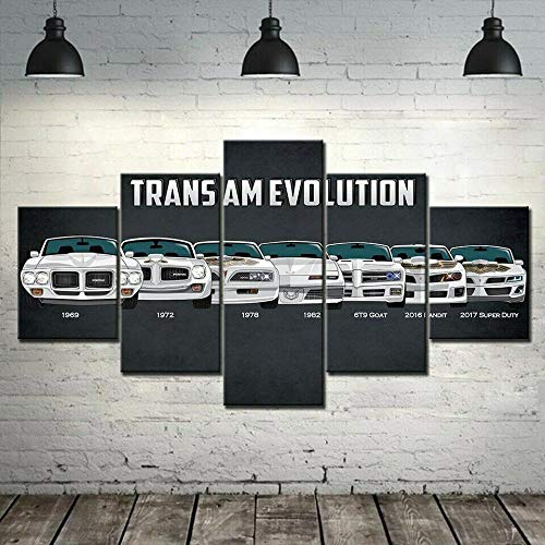 Myrdsio Kunstdrucke Gemälde 5 Teilig Leinwand Drucke,Wand Für Zuhause Malerei Wohnzimmer Wohnung Deko Modulare Bilder Trans Am Evolution Auto 5 Stück Hd Gedruckt Poster,Mit Rahmen von Myrdsio