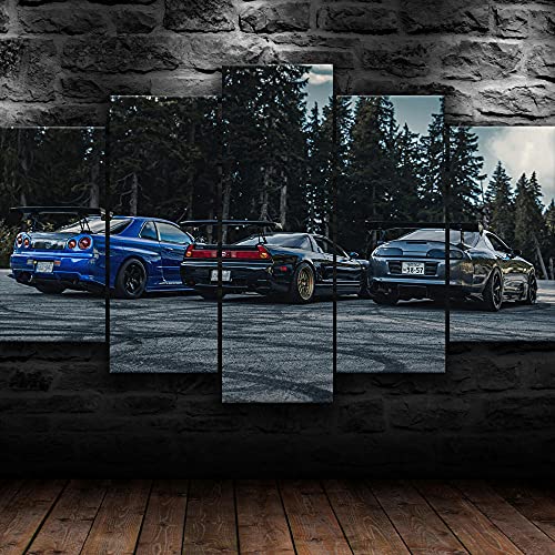 Myrdsio Leinwanddrucke Modern Home Wand Dekor Sky Supra NSX JDM Rennwagen 5 Stück Leinwände Drucken Modulare Bild Kunst Hd Malerei Kunstwerke,Fertig Zum Aufhängen(Mit Rahmen) von Myrdsio