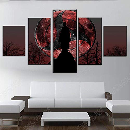 Myrdsio Modern Artwork 5 Panel Anime Itachi Uchiha Poster Wandkunst Wohnkultur Hochwertige Leinwanddruck Malerei Quadro Cuadros von Myrdsio