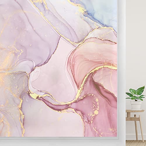 Myronsa Marmor Rouge Textur Fenster Sichtschutzfolie Statische Haftung Kein Kleber Milchglasfolie Buntglas Fensterfolie Abdeckungen für Badezimmer Wohnzimmer Glasaufkleber (17.8"x39.3" (45x100 cm)) von Myronsa