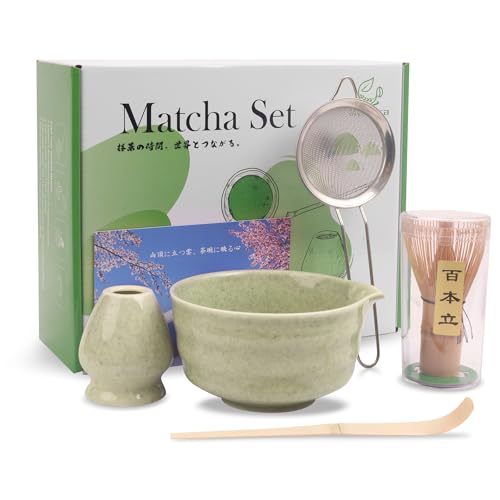 Myrthra Matcha Set - Matcha Tea Set 5PCS Matcha Besen Set - Matcha Set für Einsteiger - Stylisches Matchas Set Matcha-Besen,Matcha Filtersieb,Matcha-Schale, Chasen und Matcha Löffel, Jade (Light Jade) von Myrthra