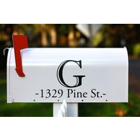 Briefkasten Aufkleber Individuelles Initial Monogramm Und Adresse Personalisierte Vinyl Mailbox Schriftzug Zahlen Dekor von MyrtleTreeVinyl