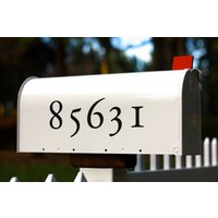 Briefkasten Aufkleber Single Custom Classic Number Address Personalisierte Vinyl Mailbox Schriftzug Und Zahlen Dekor von MyrtleTreeVinyl