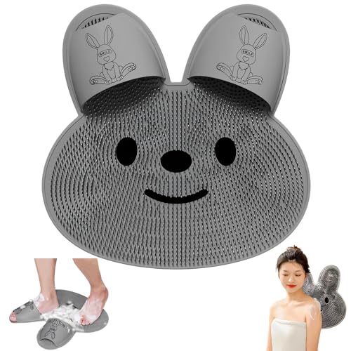 Dusch-Fuß- und Rücken-Matte, Massage-Pad, Fußschrubber für Duschboden, Fußmassagegerät, Akupressurmatte, Fußwascher, Silikon-Fußschrubber für Dusche, 45 x 45 cm (grau) von MysDlanG