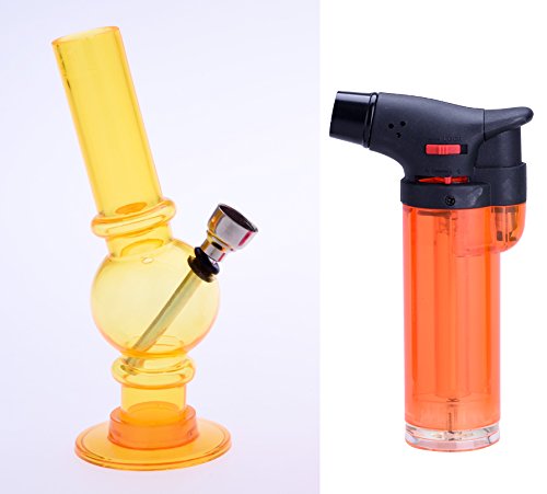 Mini Neon Ayrcl | Reise Bong Pfeife | ca. 15 cm hoch (Gelb mit Brenner) von mysale24.de
