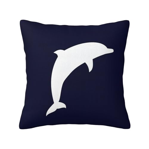 Myshe Dekorativer Kissenbezug, quadratisch, springender Delfin auf marineblau, perfekte Dekoration, Geschenk für Sofa, Schlafzimmer, Heimdekoration, 45,7 x 45,7 cm Myshe Dekorativer Kissenbezug, quadratisch, springender Delfin auf marineblau, perfekte Dekoration, Geschenk für Sofa, Schlafzimmer, Heimdekoration, 45,7 x 45,7 cm von Myshe
