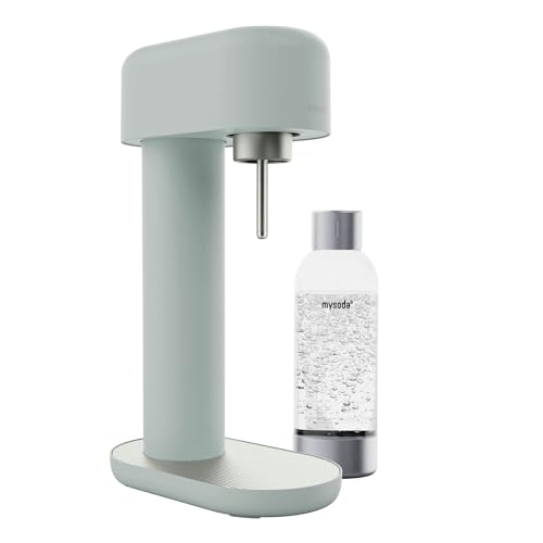 Mysoda: Stilvoller Ruby 2 Wassersprudler aus robustem Aluminium (ohne CO2-Zylinder) mit hochwertiger 1-Liter-Wasserflasche in Premiumdesign - Salbeigrün (Pigeon) von Mysoda