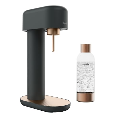 Mysoda: Ruby 2 Wassersprudler aus Aluminium (ohne CO2-Zylinder) mit 1L Premium Wasserflasche - Schwarz-Kupfer von Mysoda