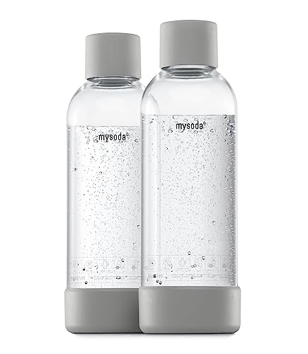 Mysoda: Wiederverwendbare Plastik Wasserflasche (BPA-frei) Wassersprudler mit Quick-Lock, Deckel und Boden aus Holzkomposit (Gray, 1 Liter) von Mysoda