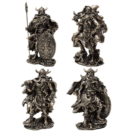 MystiCalls 4er Set Wikingerfiguren Wikinger Figur Viking mit Schwert Schild Axt von MystiCalls