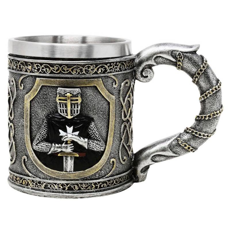 MystiCalls Bierkrug Krug Kreuzritter schwarz - Met, Bier, Ritter, Polyresin, Fassungsvolumen ca. 400 ml von MystiCalls