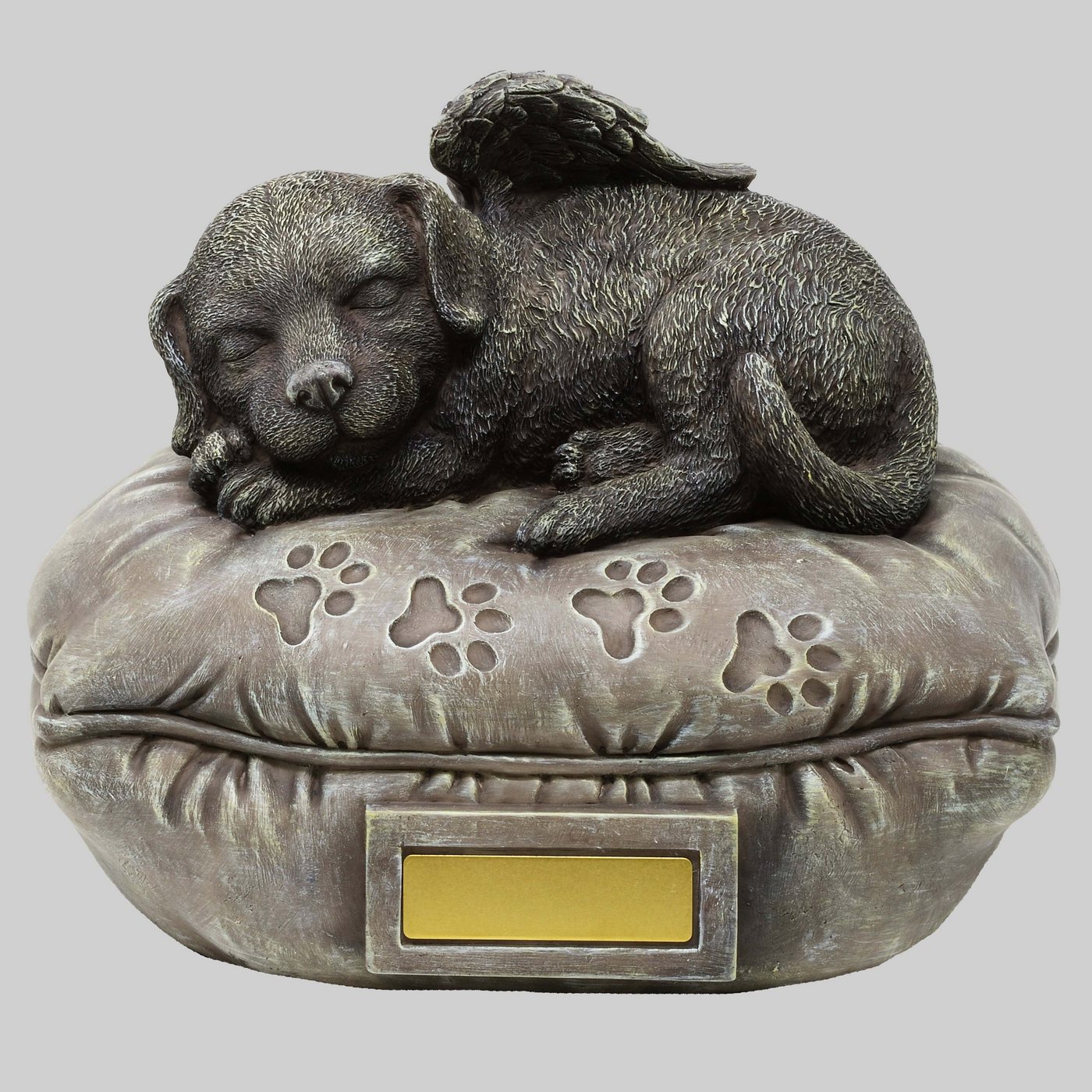 MystiCalls Dekofigur Hundeurne Urne Hund liegt auf Kissen - Tierurne Hunde Urne (1 St), Urne für Hund von MystiCalls