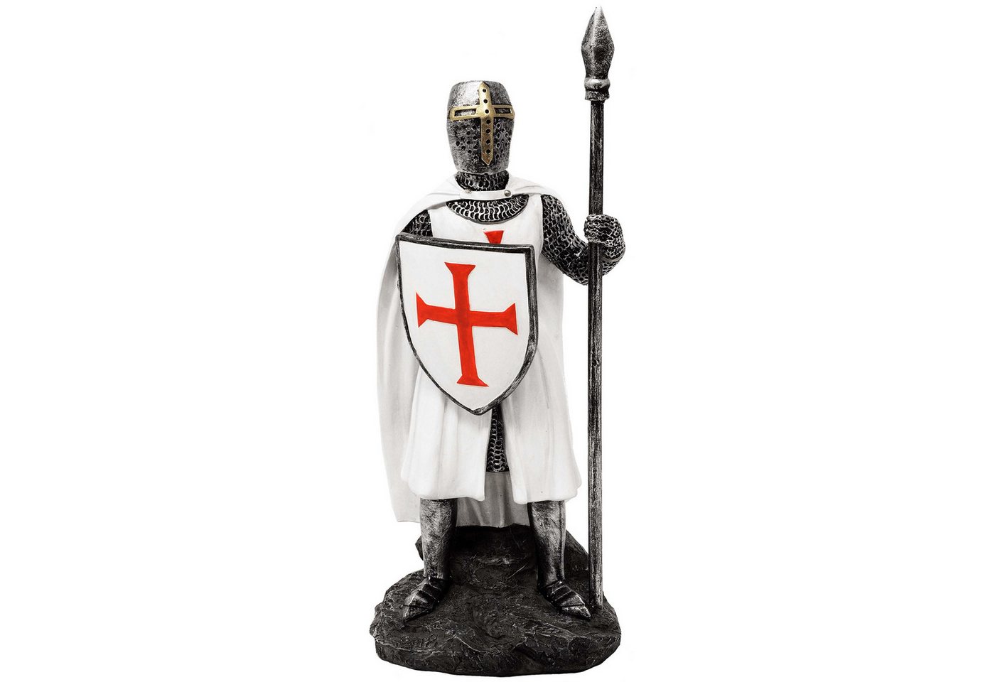 MystiCalls Dekofigur Kreuzritter mit Speer weiß Ritter Ritterfigur Templer Mittelalter (1 St), Sammelfigur, Sammlerfigur, Designerfigur, Dekofigur, Dekorationsobjekt von MystiCalls