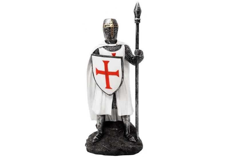 MystiCalls Dekofigur Kreuzritter mit Speer weiß Ritter Ritterfigur Templer Mittelalter (1 St), Sammelfigur, Sammlerfigur, Designerfigur, Dekofigur, Dekorationsobjekt von MystiCalls