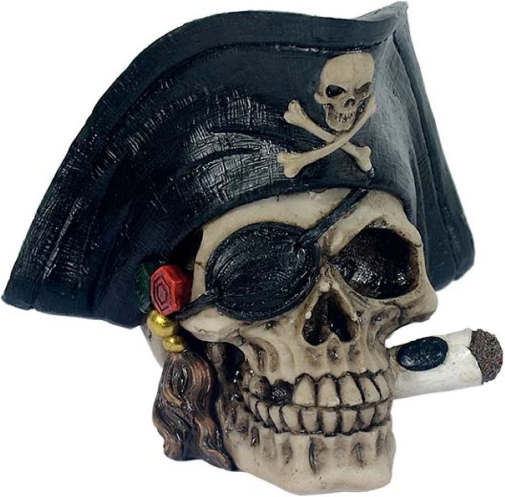 MystiCalls Dekofigur Totenkopf mit Piratenhut - Figur, Pirat, Geburtstag, Weihnachten, Geschenk, Fasching von MystiCalls