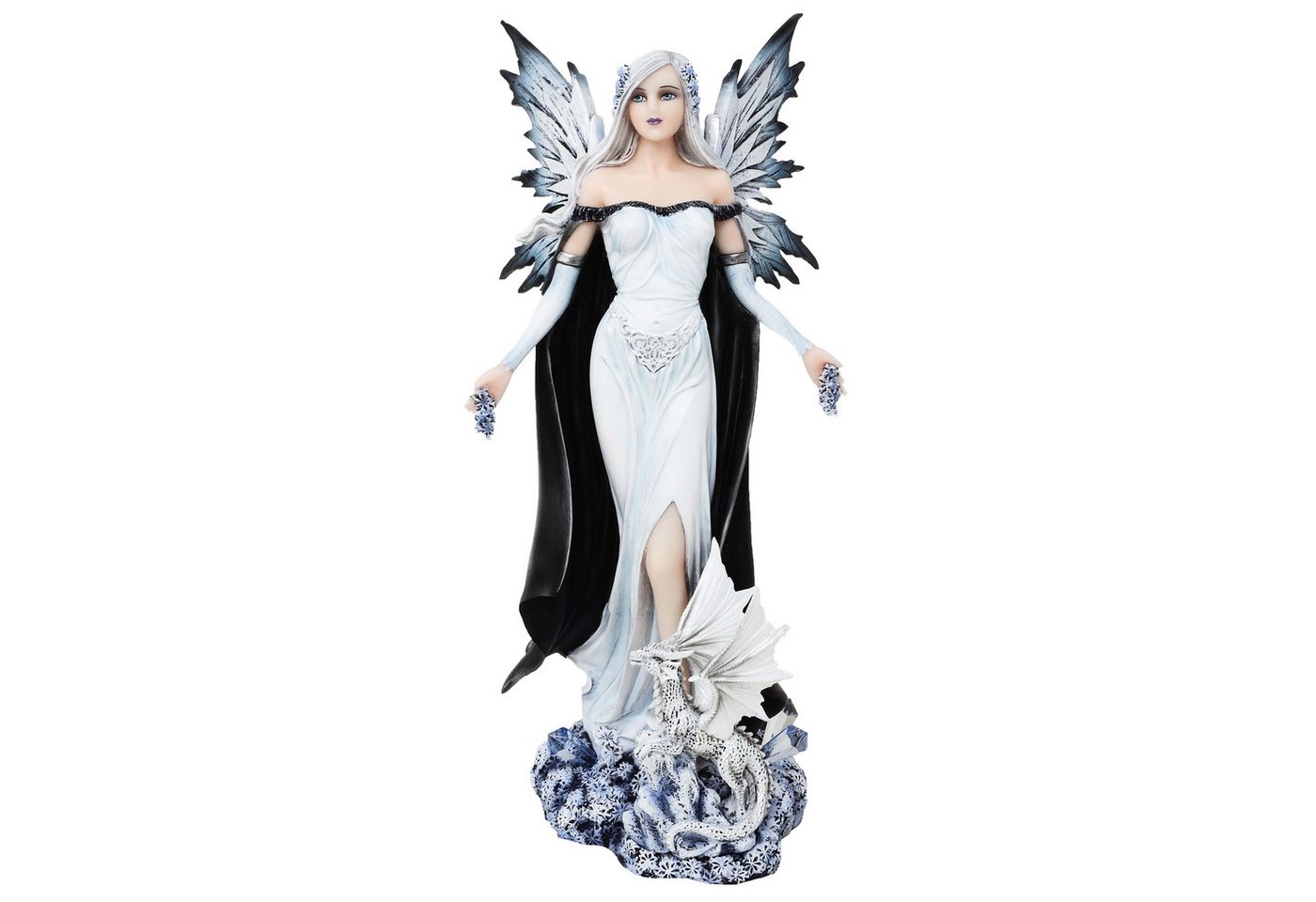 MystiCalls Dekofigur Winterelfe mit Drache - Eis Fantasy Figur, Sammelfigur Elfenfigur Sammlerfigur Dekofigur Dekorationsobjekt von MystiCalls