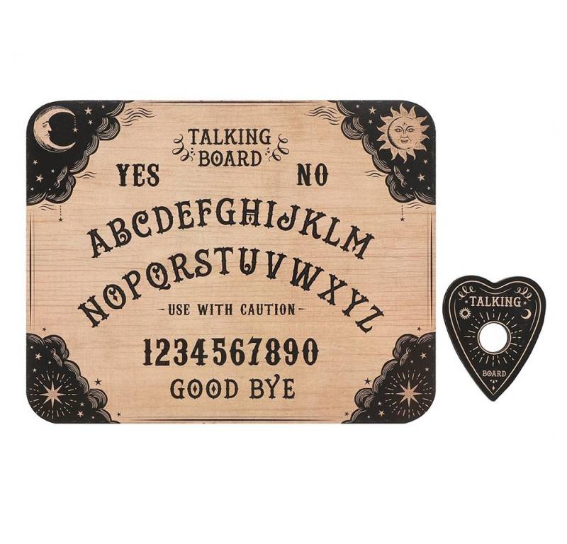MystiCalls Dekoobjekt Ouija Brett Klassik Wahrsagerbrett Spirit Board Fantasy Geist (2 St), Inklusive Planchette von MystiCalls