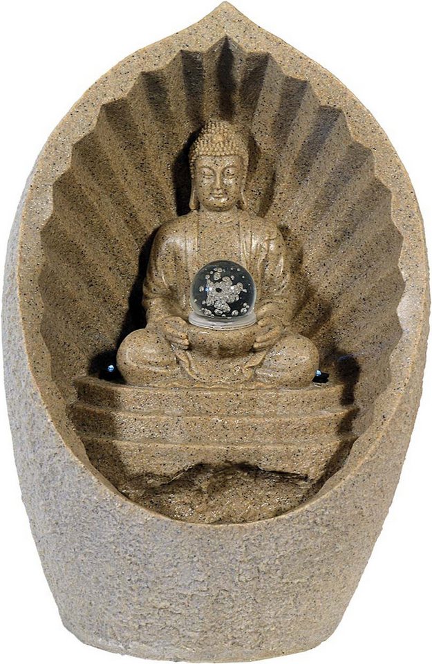 MystiCalls Gartenbrunnen Wunderschöner In- und Outdoorbrunnen mit Buddha Buddhabrunnen, (1 tlg), Komplettset von MystiCalls