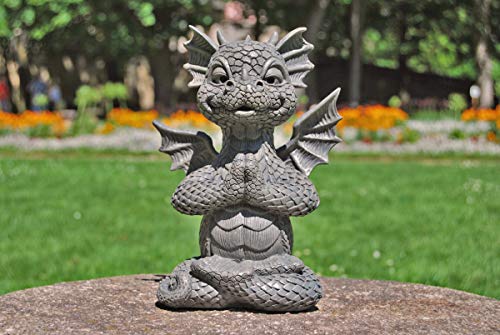 MystiCalls - Gartendrache Yogi - klein - Drachen Deko Figur Indoor Outdoor Yoga Lotus von MystiCalls