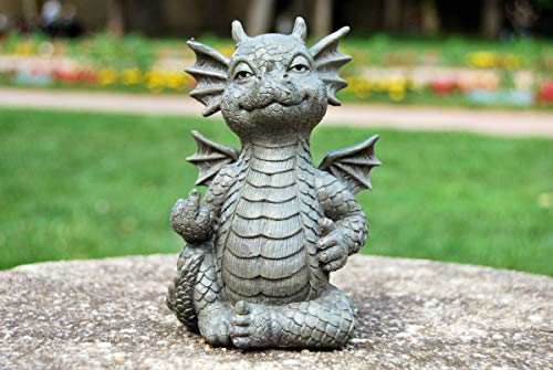 MystiCalls - Gartenfigur Gartendrache - Modell Mittelfinger klein - Fantasy Figur Deko Drache von MystiCalls