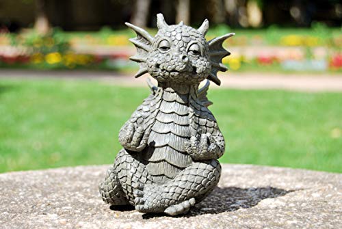 MystiCalls - Gartenfigur Gartendrache - Modell Yoga klein - Fantasy Figur Deko Drache Garten von MystiCalls