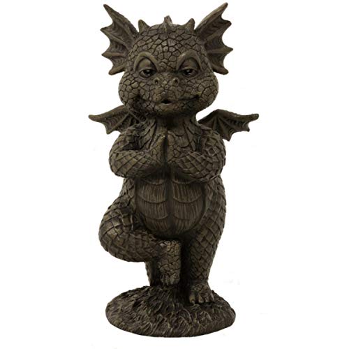 MystiCalls Gartenfigur Gartendrache - Modell Yogabaum klein - Fantasy Figur Deko Drache Garten von MystiCalls