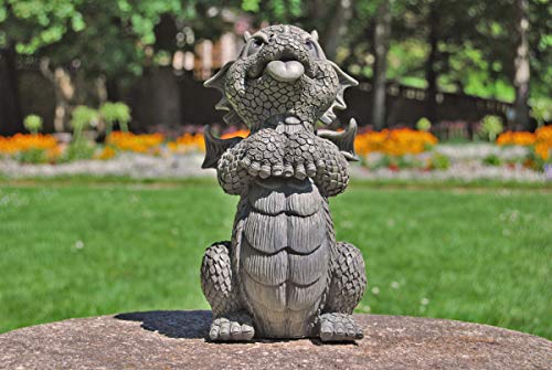 MystiCalls Gartenfigur Gartendrache - Modell bettelnd - Fantasy Figur Deko Drache Garten von MystiCalls