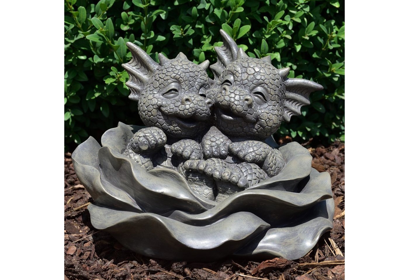 MystiCalls Gartenfigur Gartendrache Rose" - Gartenfigur Garten Dekoration Drache" von MystiCalls