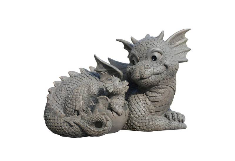 MystiCalls Gartenfigur Mutter mit Babydrache im Ei, (Einzelartikel, 1 St), wetterfest - nicht frostfest von MystiCalls