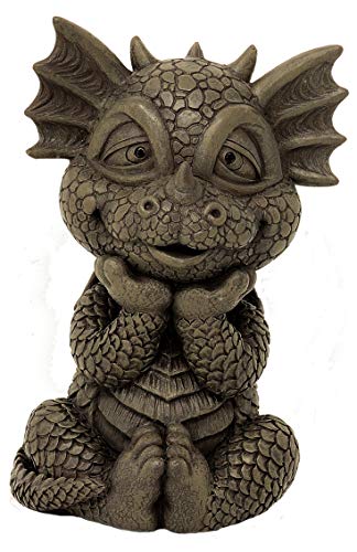 MystiCalls Gartenfiguren Gartendrachen - Modell Brillen-Buddy klein - Fantasy Figur Deko Drache Garten von MystiCalls