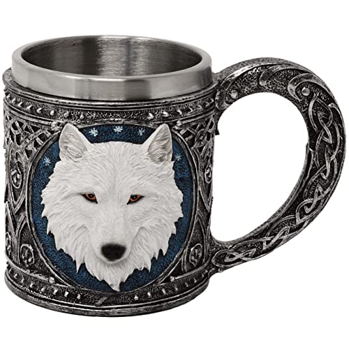 MystiCalls Krug weisser Wolf - Met, Wolfskrug, Bierkrug von MystiCalls