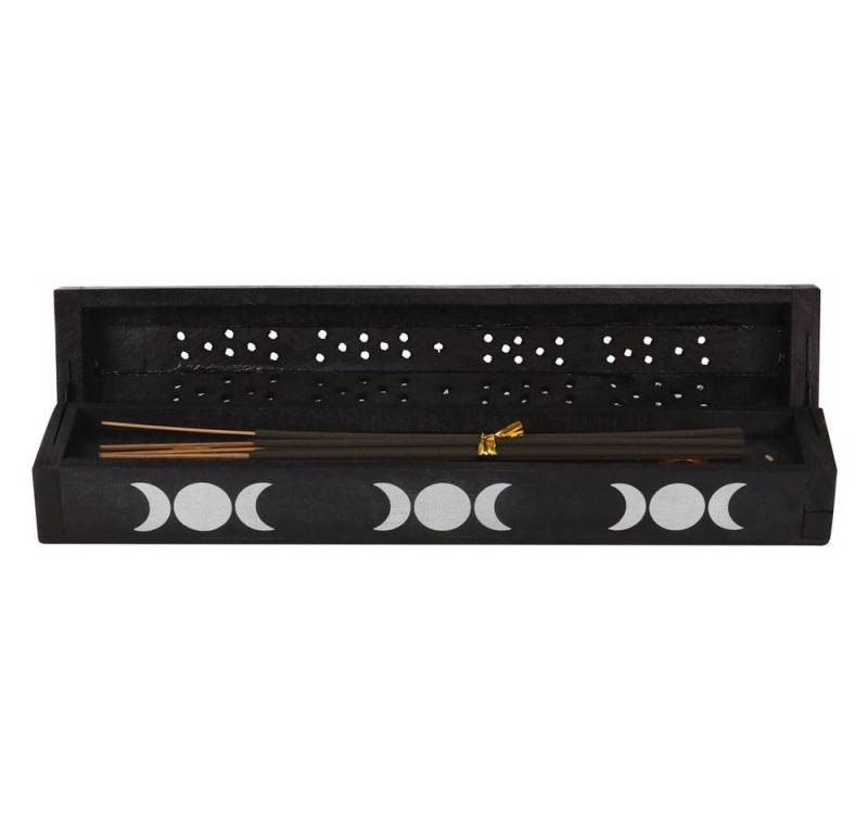 MystiCalls Räucherstäbchen Triple Moon Räucherstäbchenkästchen aus Holz inklusive Räucherstäbchen (1-St), Dient gleichzeitig als Räucherstäbchenhalter und Aufbewahrung. von MystiCalls