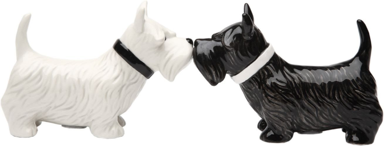 MystiCalls Salz- / Pfefferstreuer Salz- und Pfefferstreuer Scottish Terrier Hund Tier, (2-tlg), Mit einem Magneten verbunden von MystiCalls