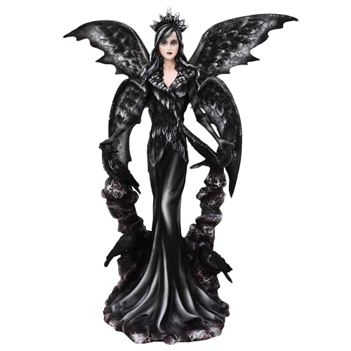 MystiCalls Schwarze Elfe mit Raben - Gothic Fairy Figur von MystiCalls