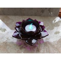 Dunkellila Lotus Blume Acrylharz Led Teelicht Kerzenhalter Kerze Enthalten von MysticMerchantGifts