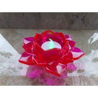 Magenta Lotus Blume Acrylharz Led Teelicht Kerzenhalter Kerze Enthalten von MysticMerchantGifts